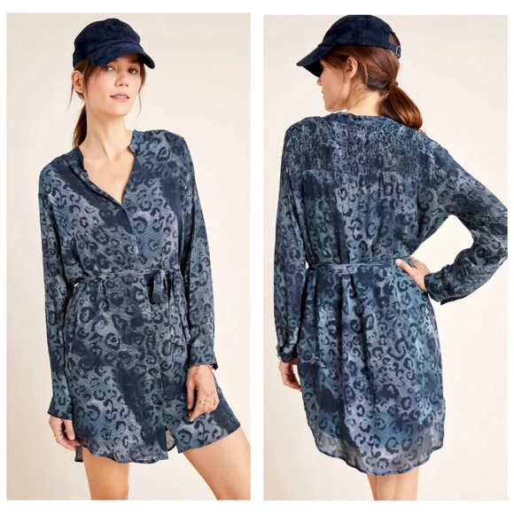 Cloth & Stone Smocked Leopard Shirtdress M SOLD OUT - Picture 1 of 5